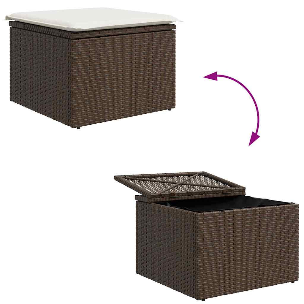 Garten-Sofa-Set mit Kissen mit Speicher 5 pcs Braun und Creme